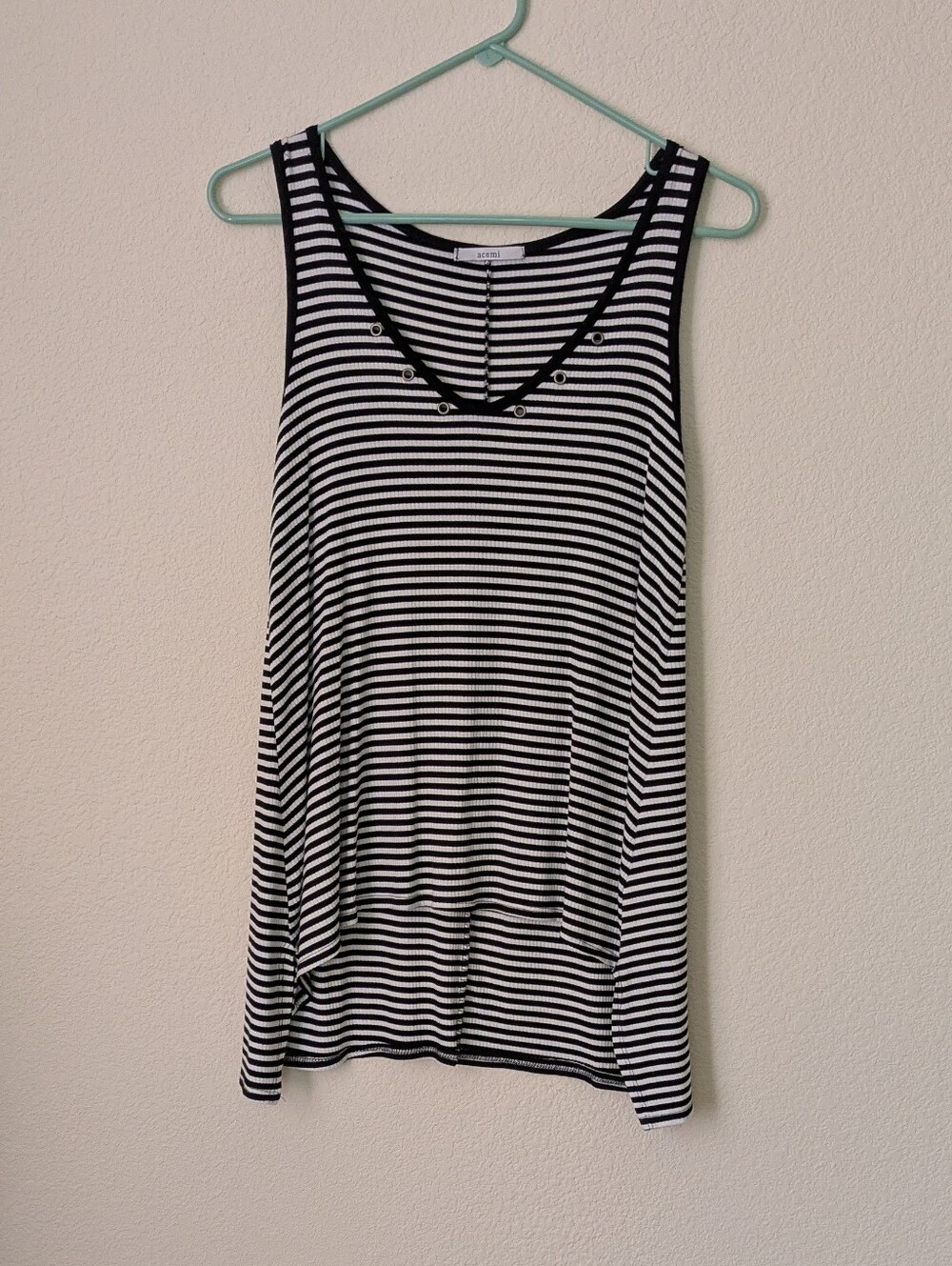 Acemi black & white horizontal striped tank top